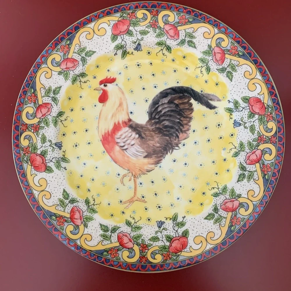 Bundle of Two Petite Provence Rooster Plates